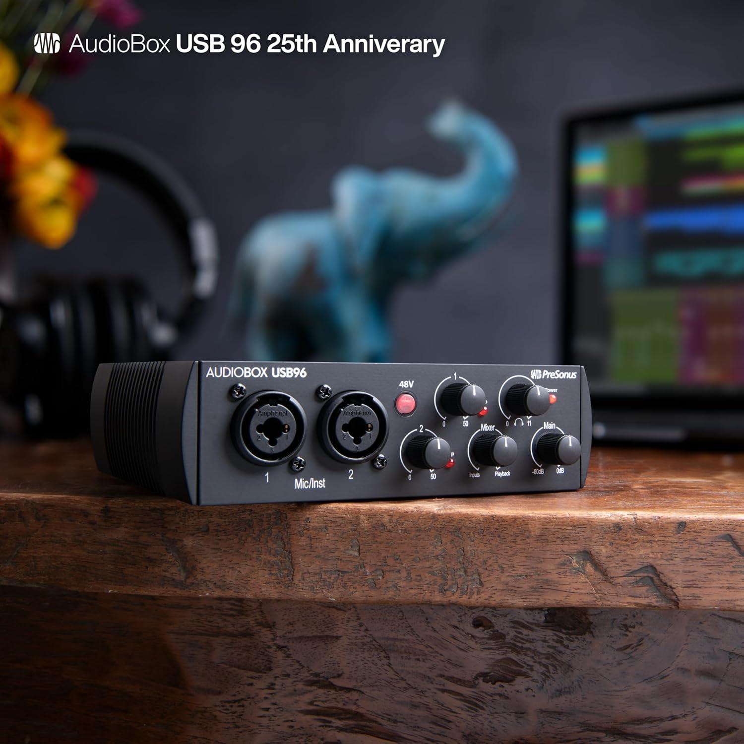 imagePreSonus AudioBox USB 96 Bundle  USB Audio Interface XLR Interface for Guitar Device for PC ampamp Mac Complete Recording Package with Studio One Pro Music Production Home StudioAudio Interface