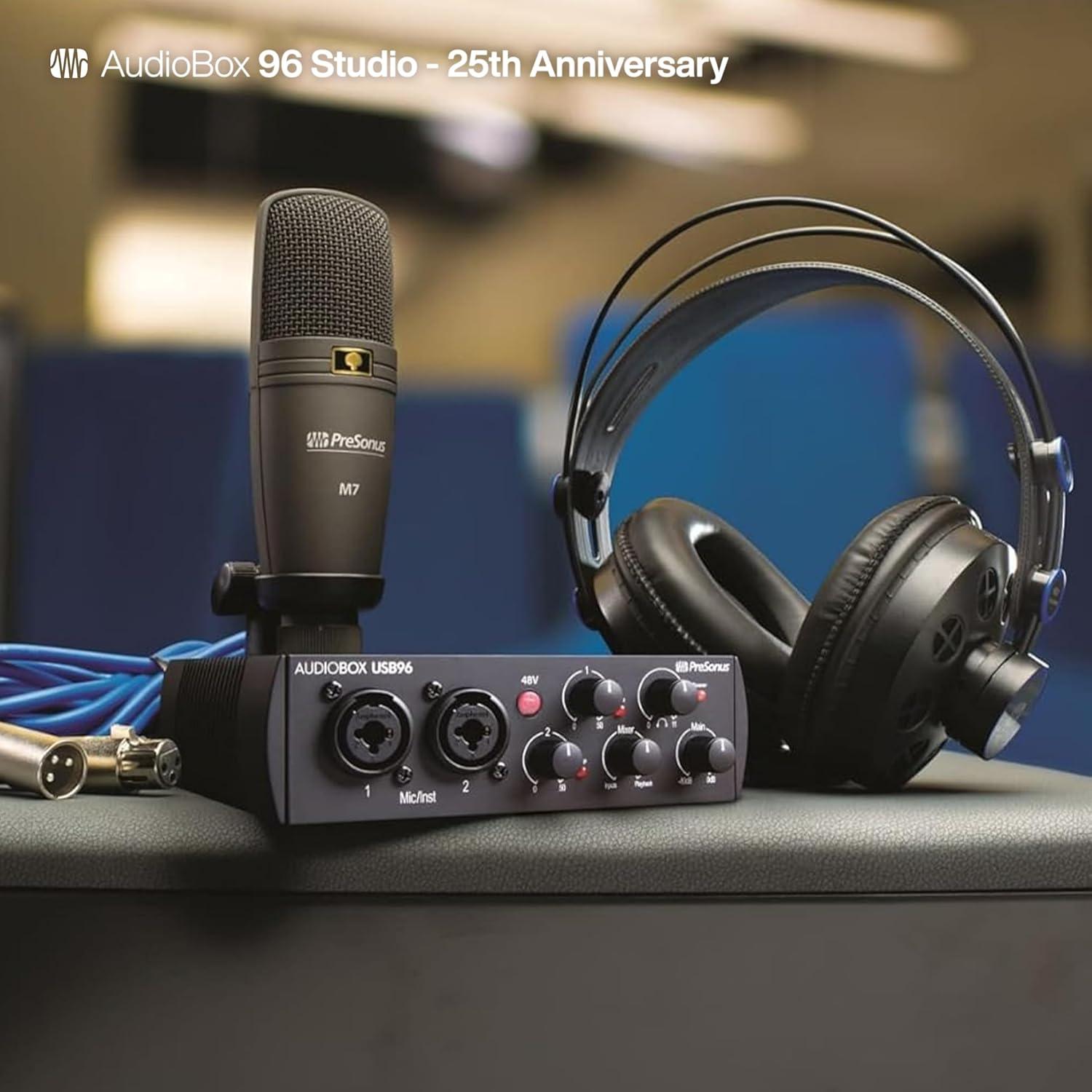 imagePreSonus AudioBox USB 96 Bundle  USB Audio Interface XLR Interface for Guitar Device for PC ampamp Mac Complete Recording Package with Studio One Pro Music Production Home StudioStudio Bundle Mic  Headphones