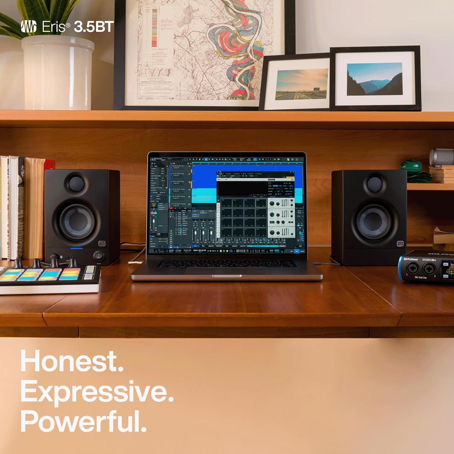 imagePreSonus Eris 35BT Studio Monitors Pair  35quot Inch Powered Speakers Bookshelf Speakers Stereo Desktop Computer Near Field Music Production Audio Mixing Recording35 BT