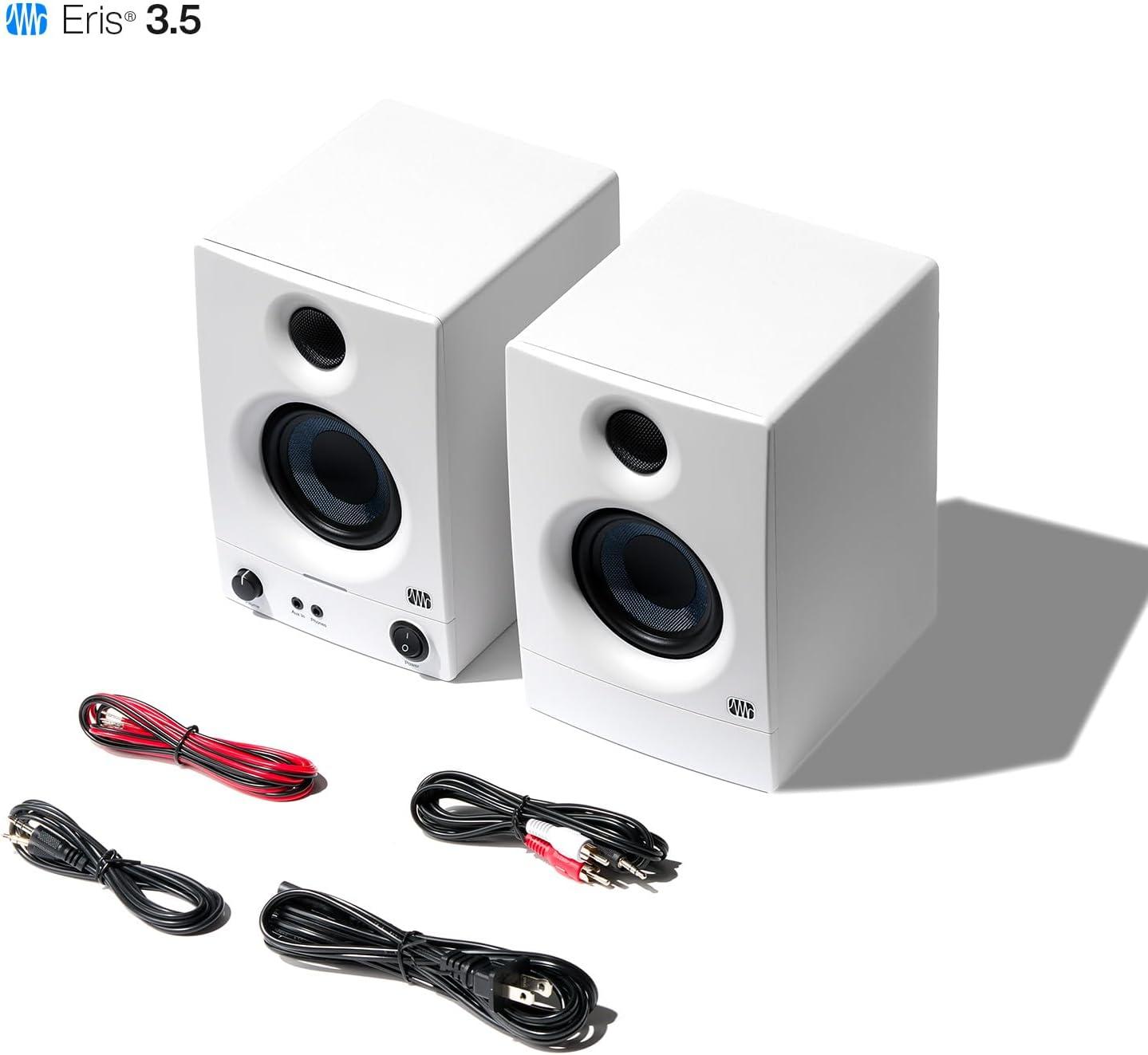imagePreSonus Eris 35BT Studio Monitors Pair  35quot Inch Powered Speakers Bookshelf Speakers Stereo Desktop Computer Near Field Music Production Audio Mixing Recording35 White