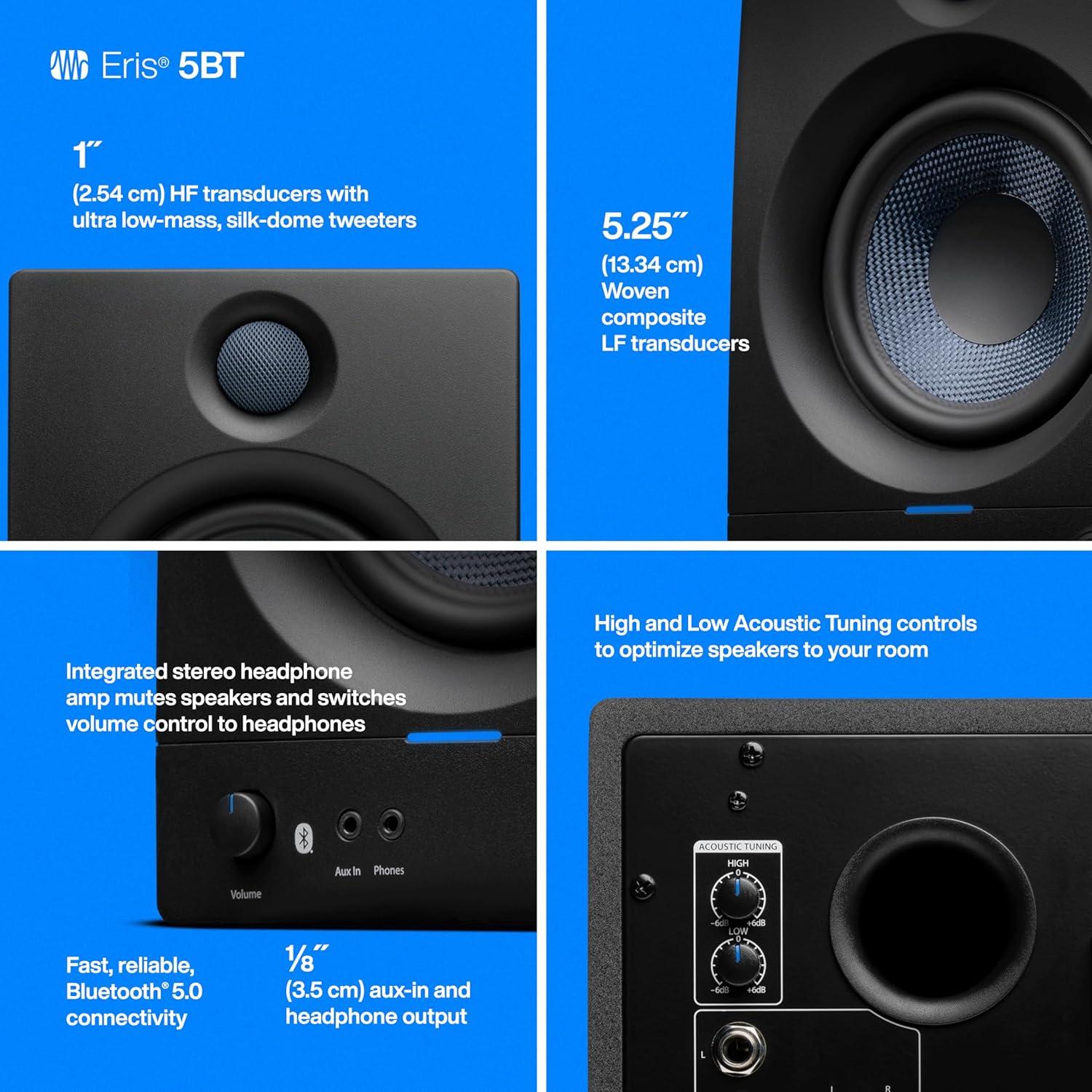 imagePreSonus Eris 35BT Studio Monitors Pair  35quot Inch Powered Speakers Bookshelf Speakers Stereo Desktop Computer Near Field Music Production Audio Mixing Recording5 BT