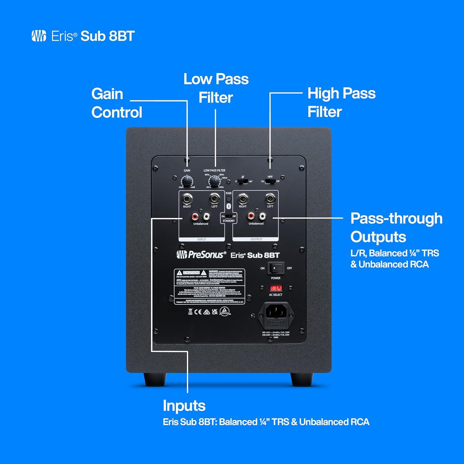 imagePreSonus Eris 35BT Studio Monitors Pair  35quot Inch Powered Speakers Bookshelf Speakers Stereo Desktop Computer Near Field Music Production Audio Mixing Recording8 Sub BT