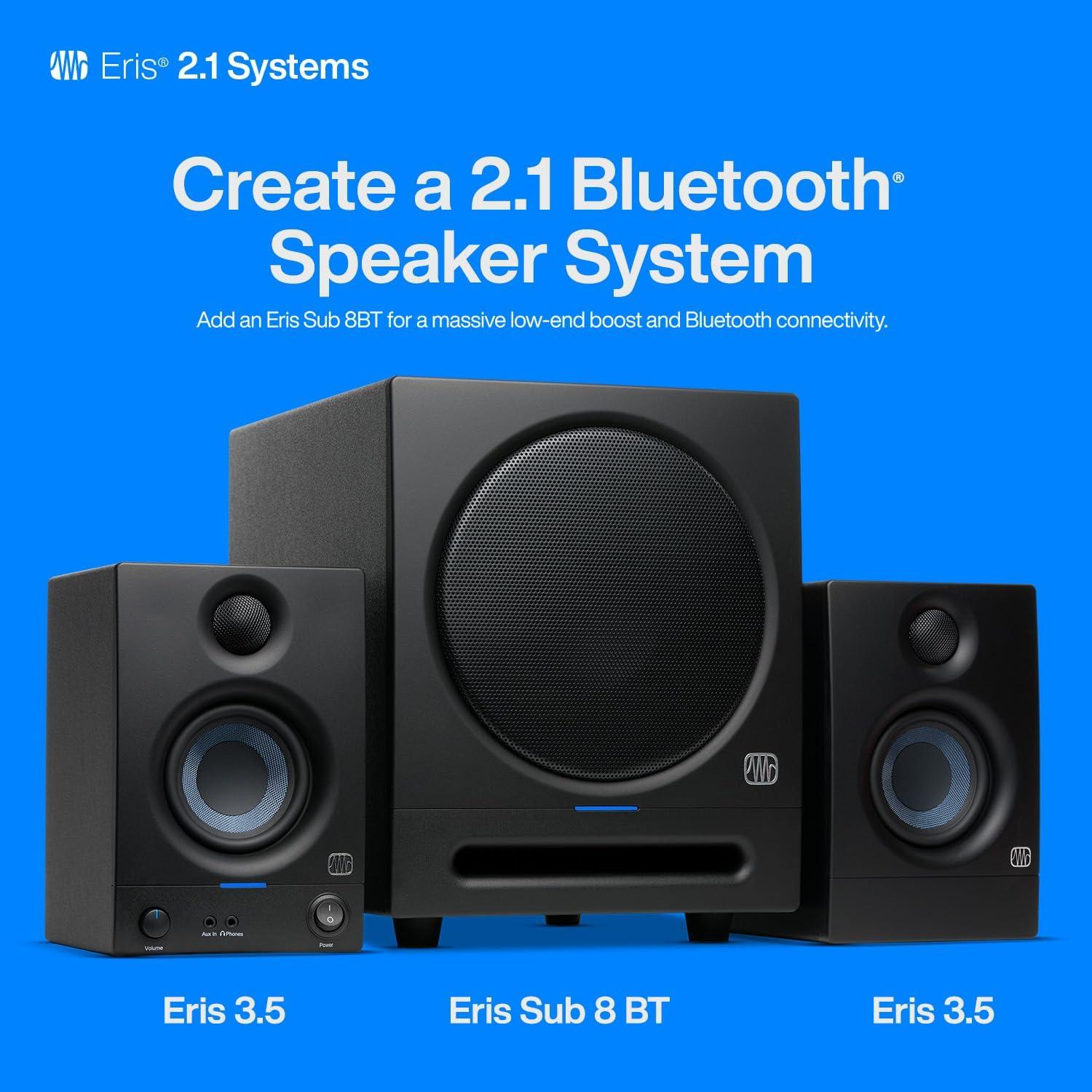 imagePreSonus Eris 35BT Studio Monitors Pair  35quot Inch Powered Speakers Bookshelf Speakers Stereo Desktop Computer Near Field Music Production Audio Mixing Recording35 White