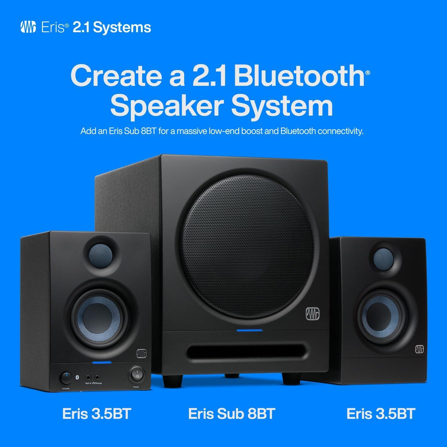 imagePreSonus Eris 35BT Studio Monitors Pair  35quot Inch Powered Speakers Bookshelf Speakers Stereo Desktop Computer Near Field Music Production Audio Mixing Recording35 BT White