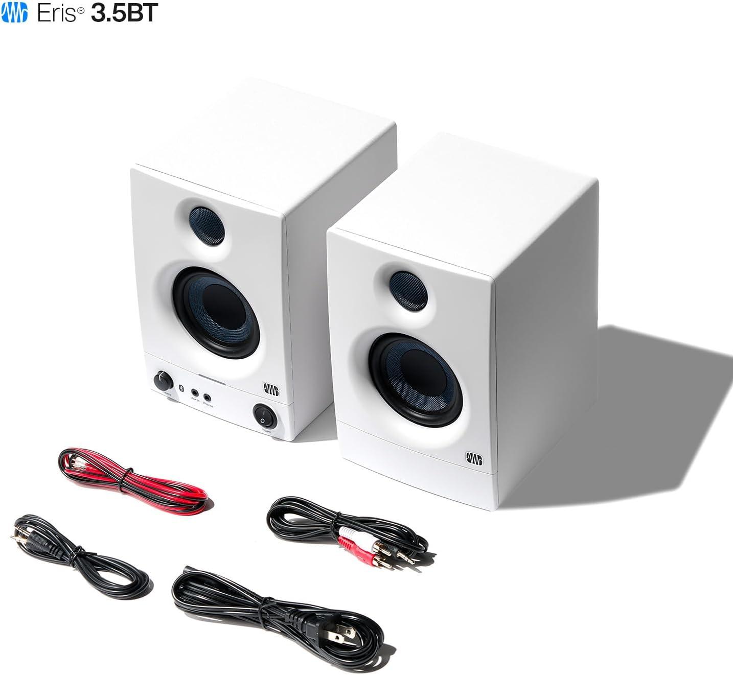 imagePreSonus Eris 35BT Studio Monitors Pair  35quot Inch Powered Speakers Bookshelf Speakers Stereo Desktop Computer Near Field Music Production Audio Mixing Recording35 BT White