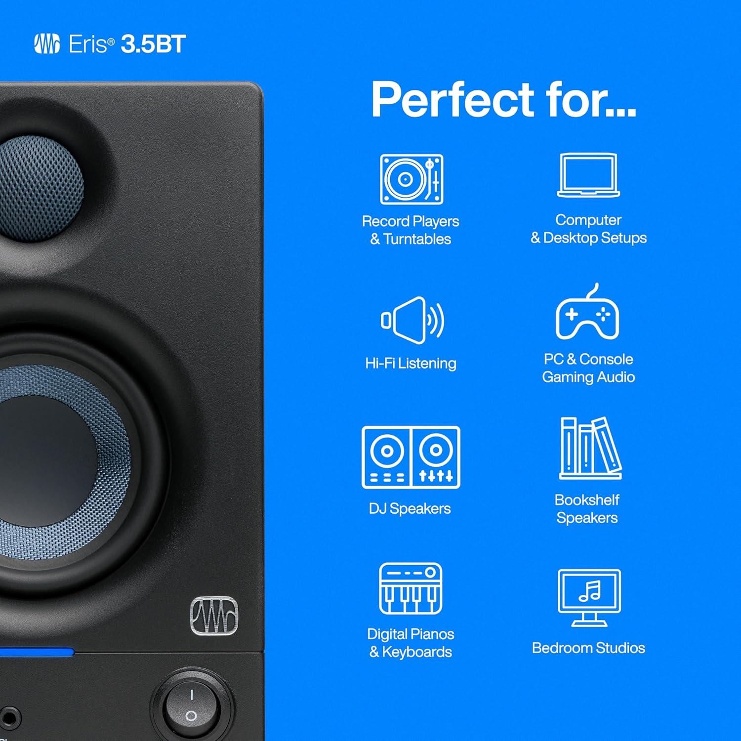 imagePreSonus Eris 35BT Studio Monitors Pair  35quot Inch Powered Speakers Bookshelf Speakers Stereo Desktop Computer Near Field Music Production Audio Mixing Recording35 BT