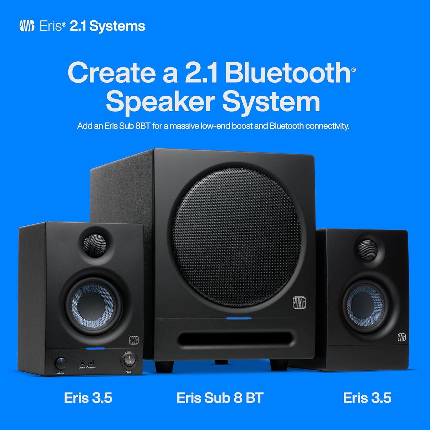 imagePreSonus Eris 35BT Studio Monitors Pair  35quot Inch Powered Speakers Bookshelf Speakers Stereo Desktop Computer Near Field Music Production Audio Mixing Recording35