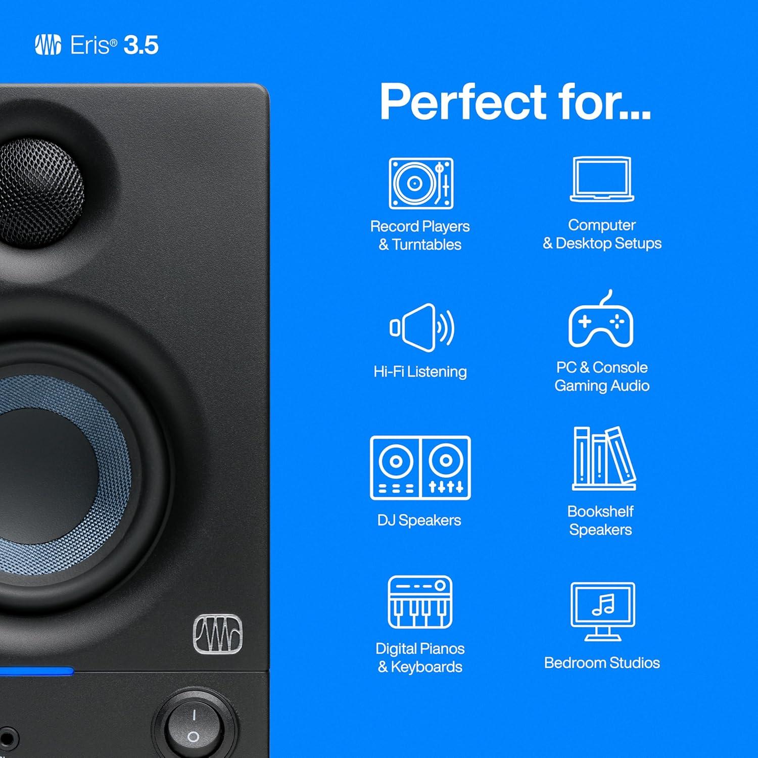 imagePreSonus Eris 35BT Studio Monitors Pair  35quot Inch Powered Speakers Bookshelf Speakers Stereo Desktop Computer Near Field Music Production Audio Mixing Recording35