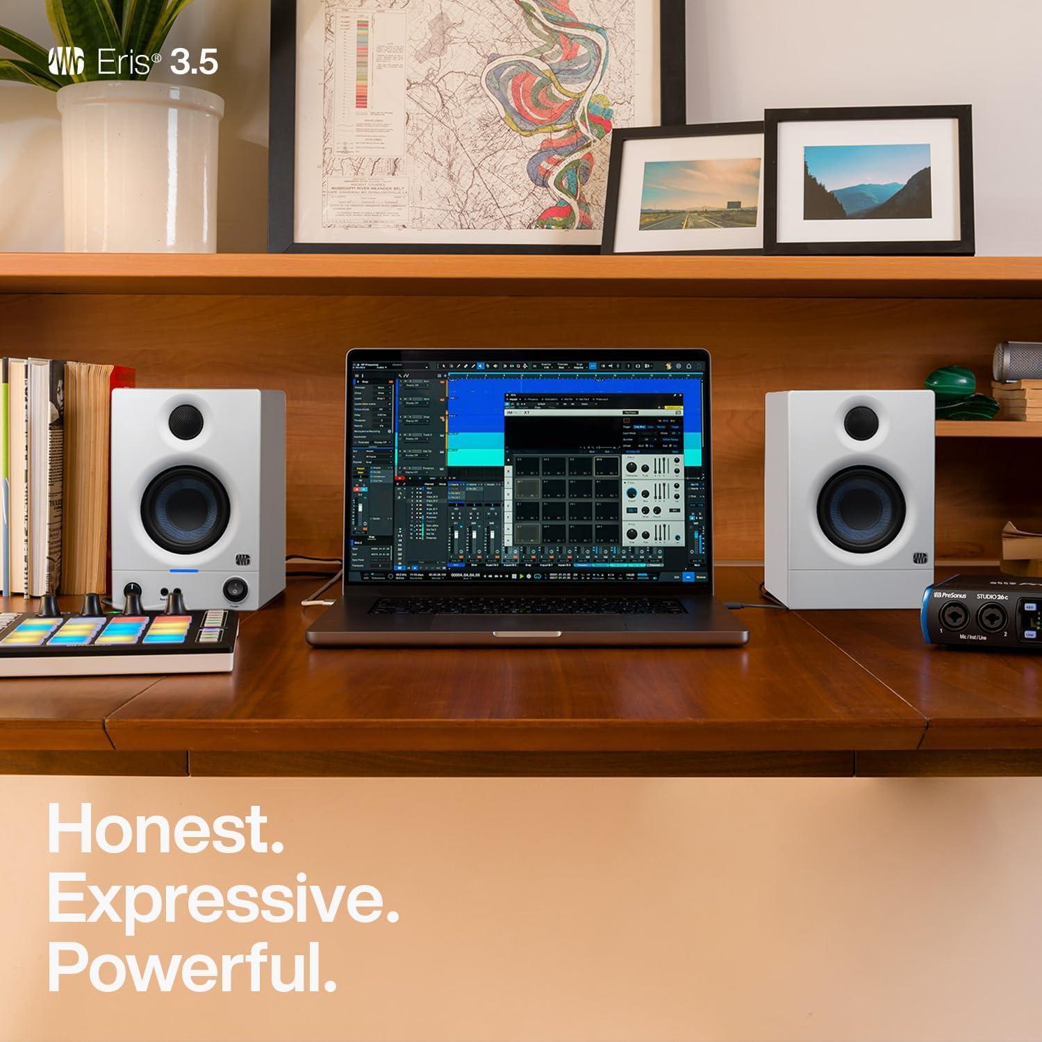 imagePreSonus Eris 35BT Studio Monitors Pair  35quot Inch Powered Speakers Bookshelf Speakers Stereo Desktop Computer Near Field Music Production Audio Mixing Recording35 White