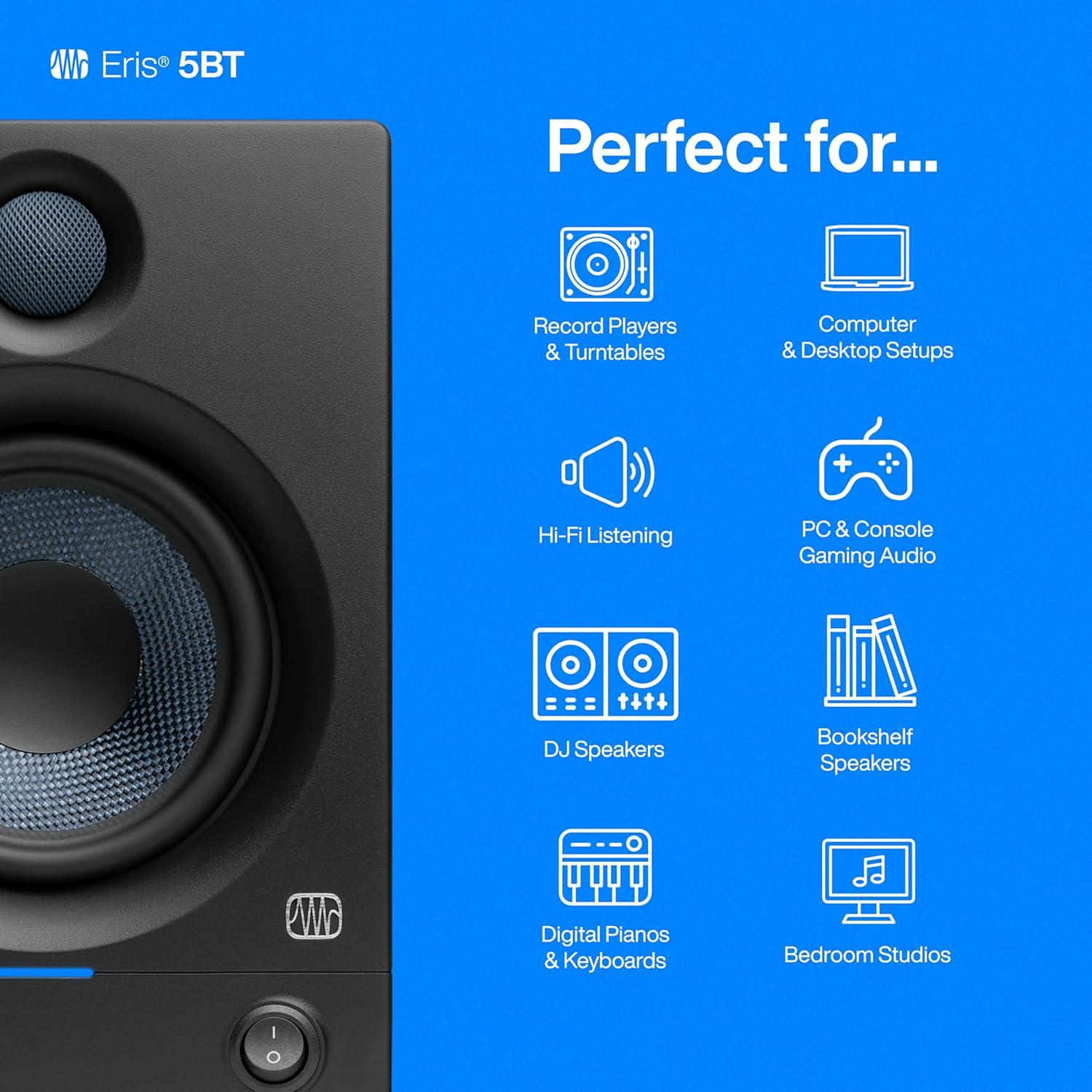 imagePreSonus Eris 35BT Studio Monitors Pair  35quot Inch Powered Speakers Bookshelf Speakers Stereo Desktop Computer Near Field Music Production Audio Mixing Recording5 BT