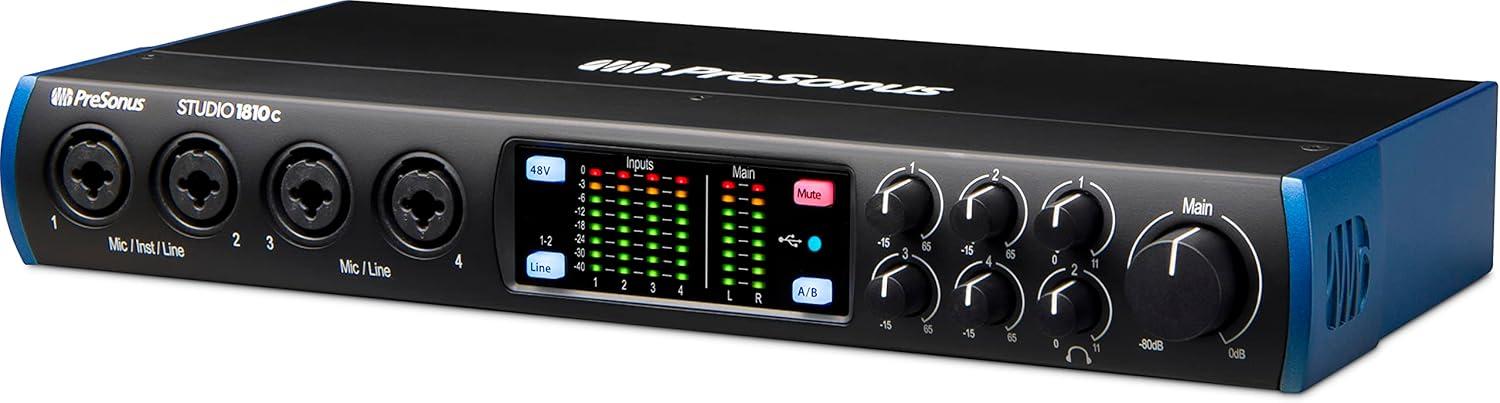 imagePreSonus Studio 1810c 18x8 192 kHz USB Audio Interface with Studio One Artist and Ableton Live Lite DAW Recording Software