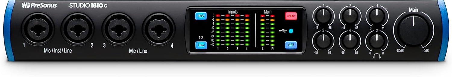 imagePreSonus Studio 1810c 18x8 192 kHz USB Audio Interface with Studio One Artist and Ableton Live Lite DAW Recording Software