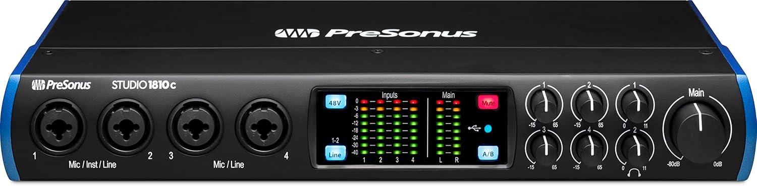 imagePreSonus Studio 1810c 18x8 192 kHz USB Audio Interface with Studio One Artist and Ableton Live Lite DAW Recording Software
