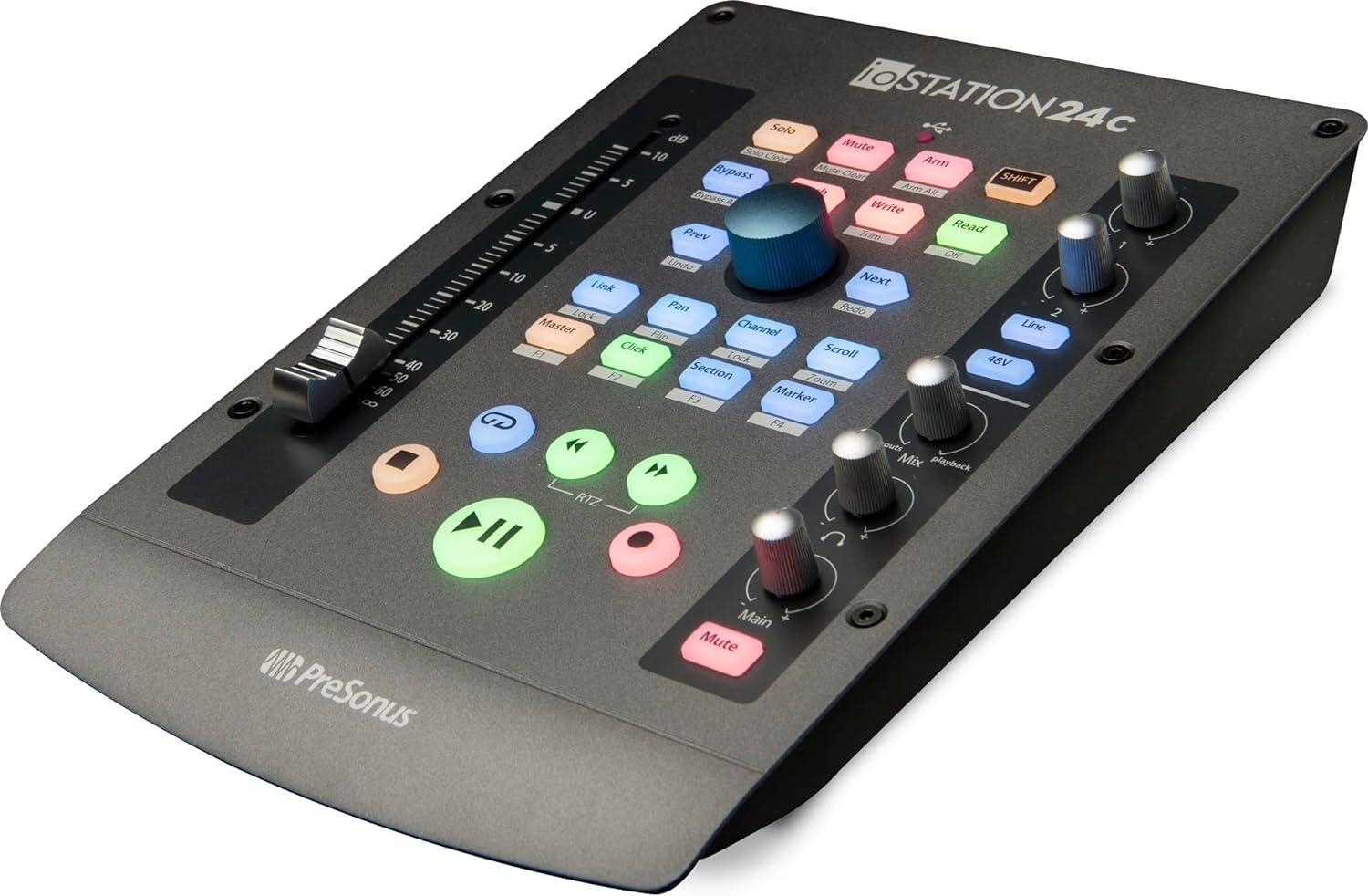 imagePreSonus ioStation 24c 2x2 192 kHz USB Audio Interface and Production Controller with Studio One Artist and Ableton Live Lite DAW Recording Software1 Fader  Audio Interface 2 Mic Pres