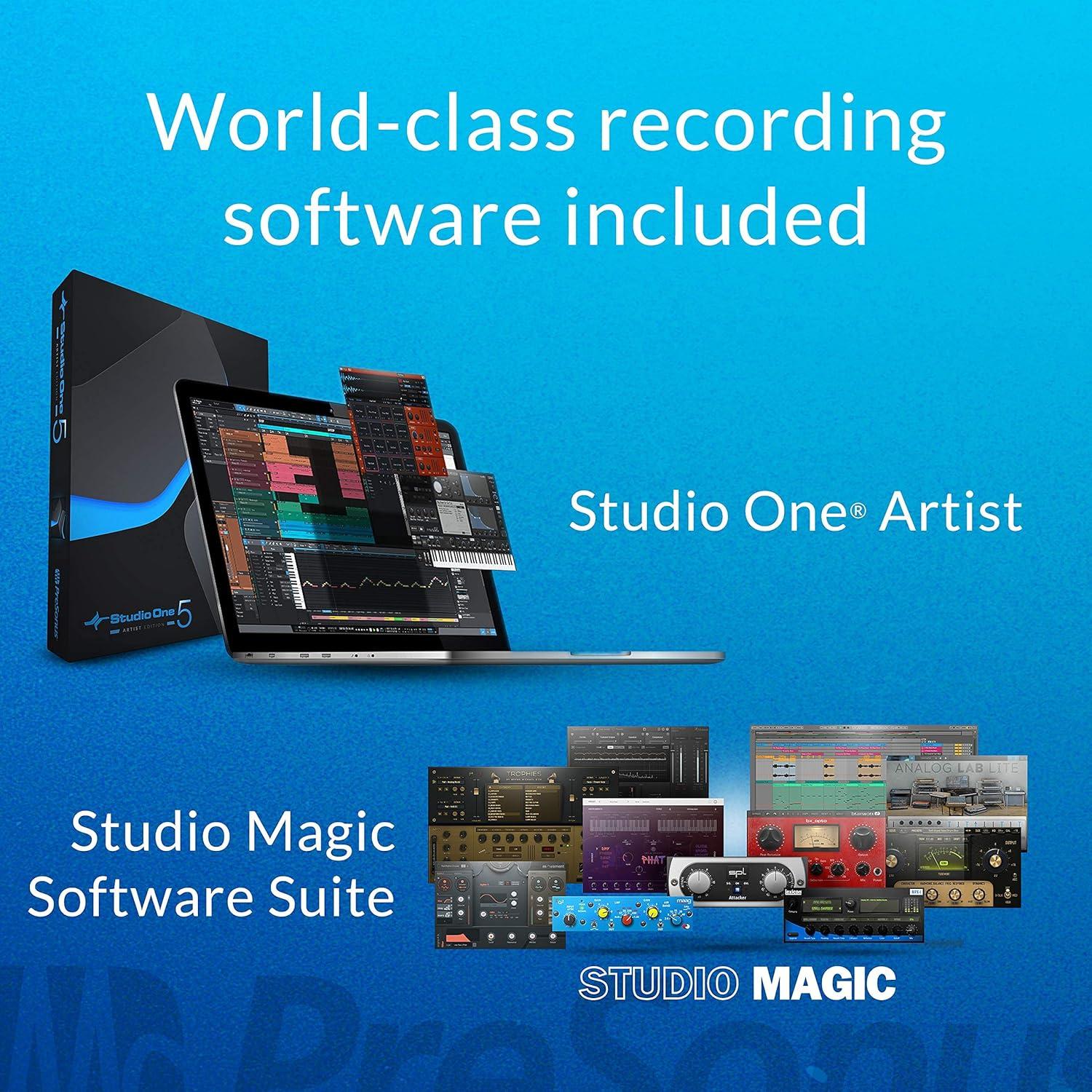 imagePreSonus ioStation 24c 2x2 192 kHz USB Audio Interface and Production Controller with Studio One Artist and Ableton Live Lite DAW Recording Software16 Fader Control Surface