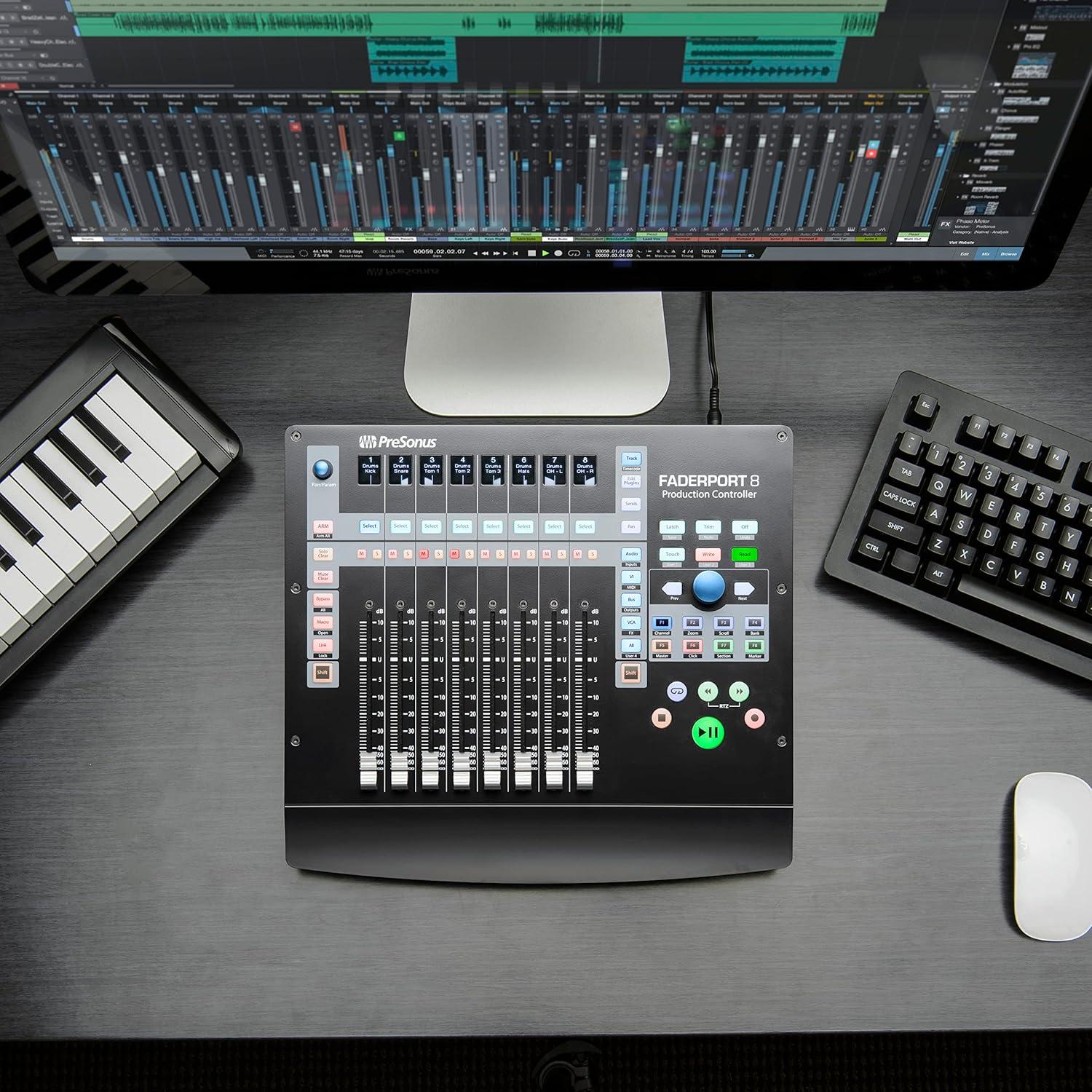 imagePreSonus ioStation 24c 2x2 192 kHz USB Audio Interface and Production Controller with Studio One Artist and Ableton Live Lite DAW Recording Software8 Fader Control Surface