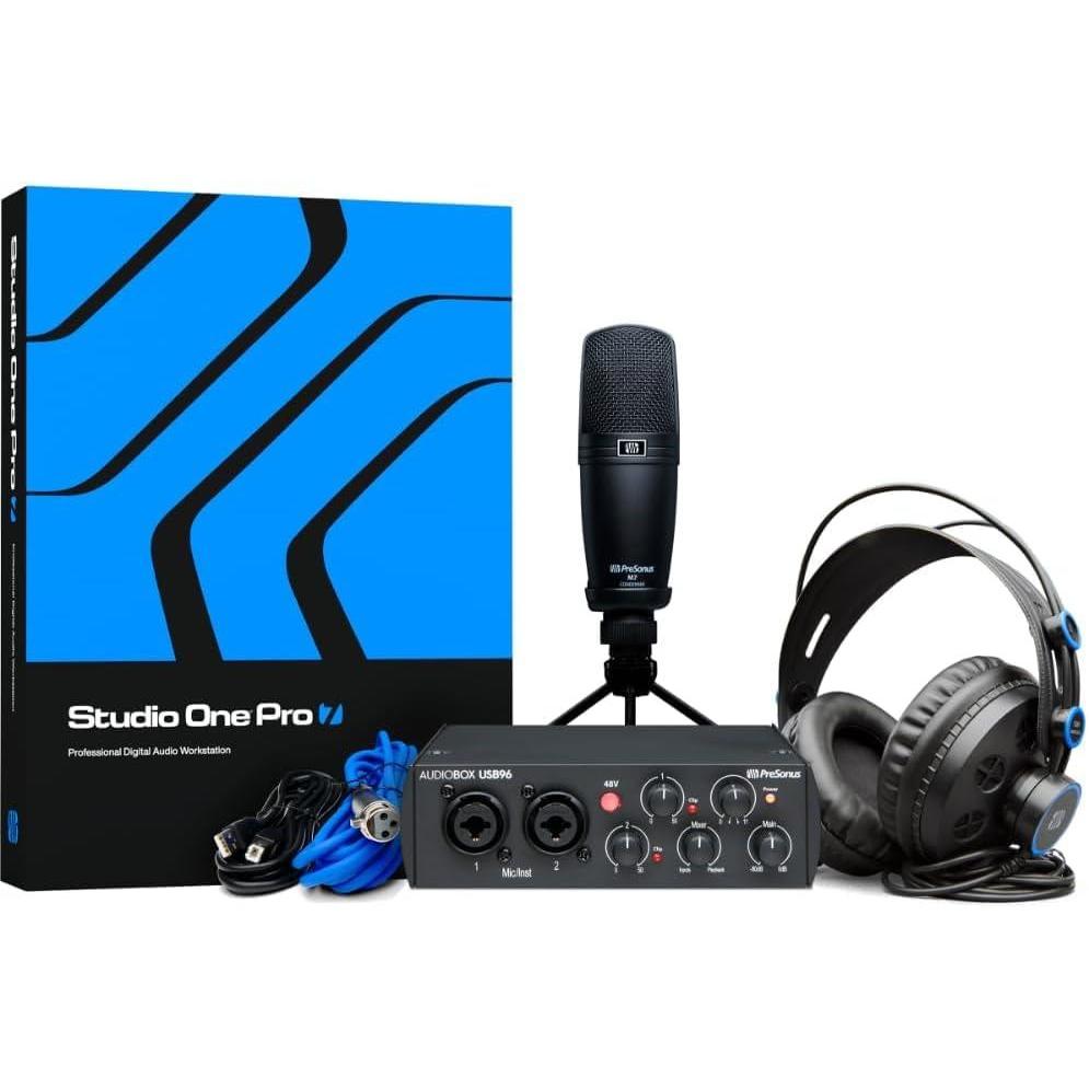 imagePreSonus AudioBox USB 96 Bundle  USB Audio Interface XLR Interface for Guitar Device for PC ampamp Mac Complete Recording Package with Studio One Pro Music Production Home StudioStudio Bundle Mic  Headphones