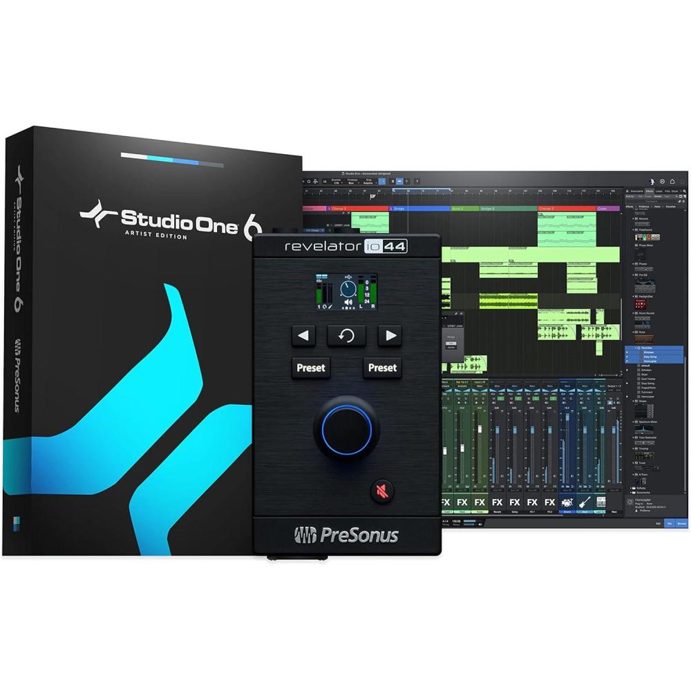 imagePreSonus Revelator io44 USBC Audio Interface for music production and streaming with builtin mixer and easytouse effects presets plus Studio One DAW Recording SoftwareRevelator io44 USBC Interface